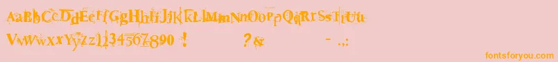 Deat-Schriftart – Orangefarbene Schriften auf rosa Hintergrund