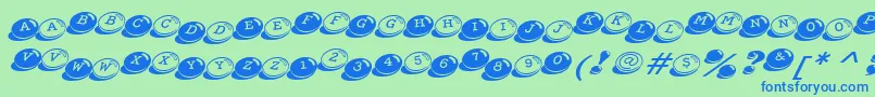 CandyBitsBt Font – Blue Fonts on Green Background