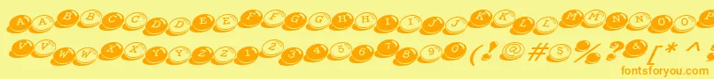 CandyBitsBt-Schriftart – Orangefarbene Schriften auf gelbem Hintergrund