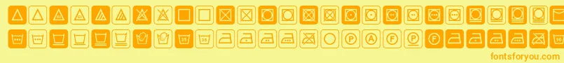 Notice3std-Schriftart – Orangefarbene Schriften auf gelbem Hintergrund