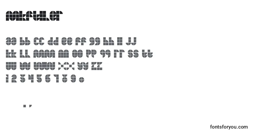 Schriftart Mkftiler – Alphabet, Zahlen, spezielle Symbole