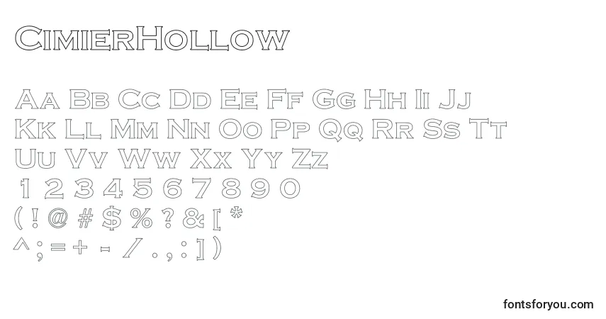 A fonte CimierHollow – alfabeto, números, caracteres especiais