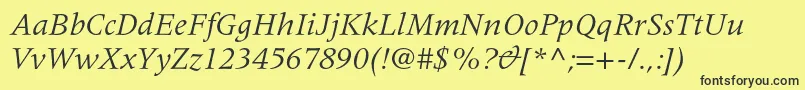 MeridienltstdItalic Font – Black Fonts on Yellow Background