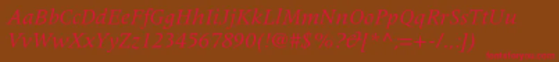 MeridienltstdItalic Font – Red Fonts on Brown Background