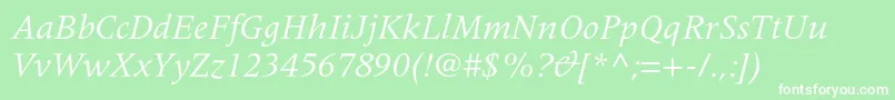 MeridienltstdItalic Font – White Fonts on Green Background