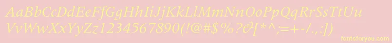 MeridienltstdItalic Font – Yellow Fonts on Pink Background