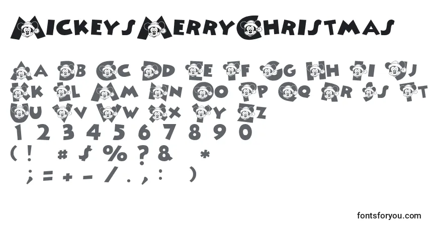 Czcionka MickeysMerryChristmas – alfabet, cyfry, specjalne znaki