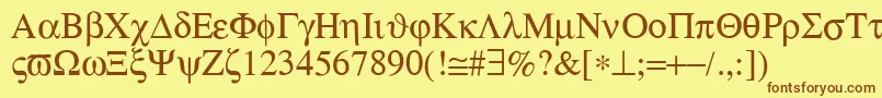 フォントSymbolMedium – 茶色の文字が黄色の背景にあります。