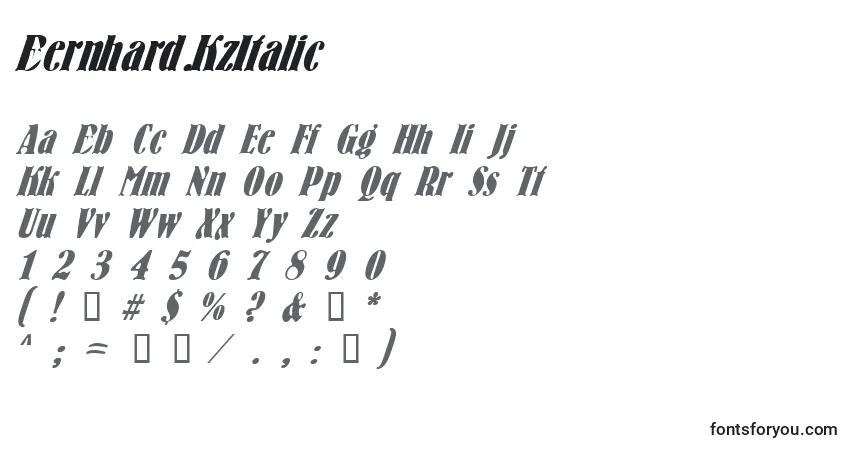 Шрифт Bernhard.KzItalic – алфавит, цифры, специальные символы