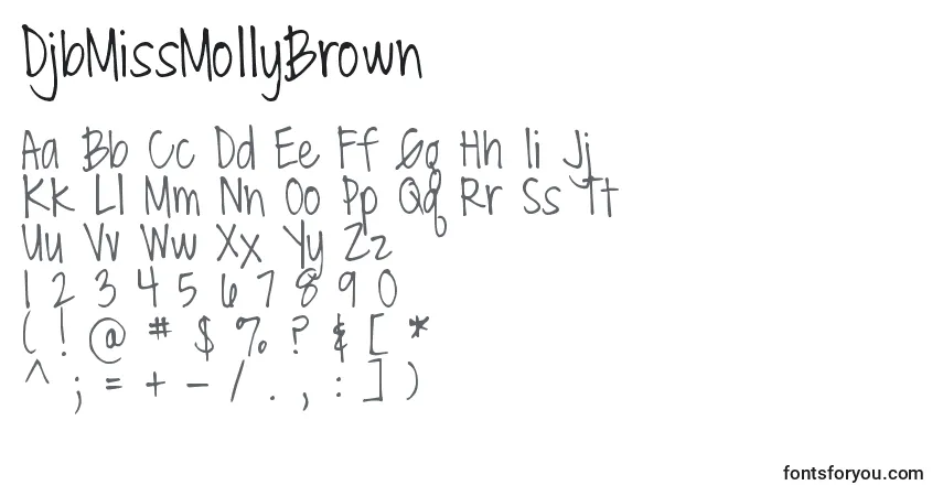 Schriftart DjbMissMollyBrown – Alphabet, Zahlen, spezielle Symbole
