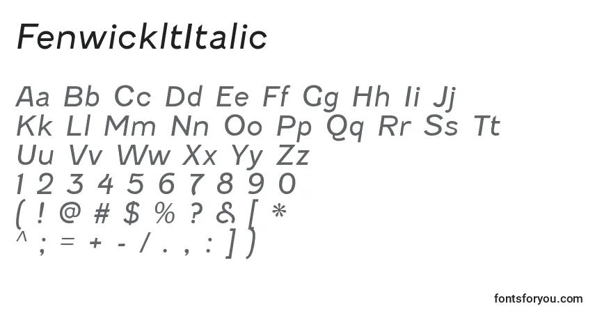 FenwickltItalicフォント–アルファベット、数字、特殊文字