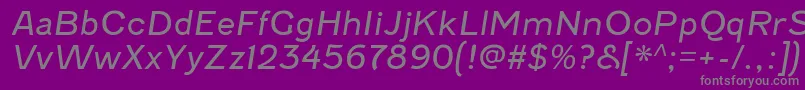 FenwickltItalic-Schriftart – Graue Schriften auf violettem Hintergrund