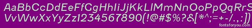 FenwickltItalic-Schriftart – Grüne Schriften auf violettem Hintergrund