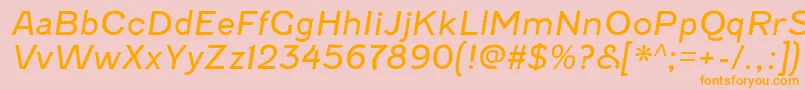 FenwickltItalic-Schriftart – Orangefarbene Schriften auf rosa Hintergrund