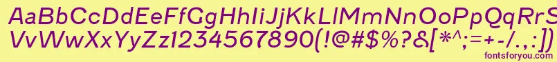 FenwickltItalic-Schriftart – Violette Schriften auf gelbem Hintergrund
