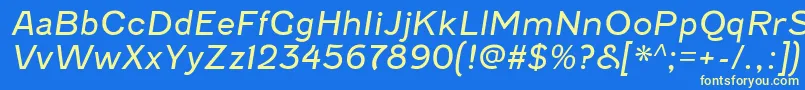 FenwickltItalic-Schriftart – Gelbe Schriften auf blauem Hintergrund