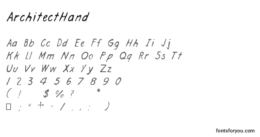 Шрифт ArchitectHand – алфавит, цифры, специальные символы