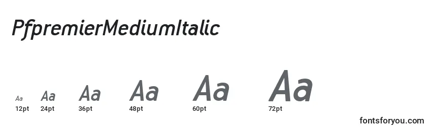 Размеры шрифта PfpremierMediumItalic