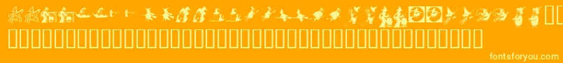KrOhWitchyPoo-fontti – keltaiset fontit oranssilla taustalla