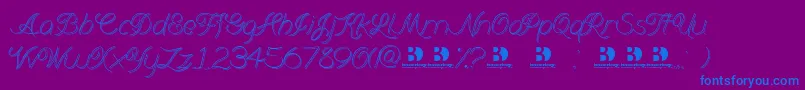 Branumcursive Font – Blue Fonts on Purple Background