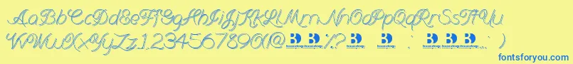 Branumcursive-Schriftart – Blaue Schriften auf gelbem Hintergrund