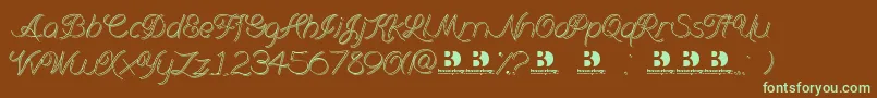 Branumcursive Font – Green Fonts on Brown Background