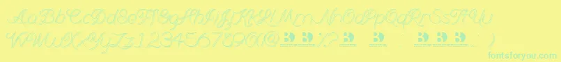 Branumcursive Font – Green Fonts on Yellow Background