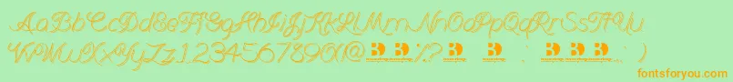 Шрифт Branumcursive – оранжевые шрифты на зелёном фоне