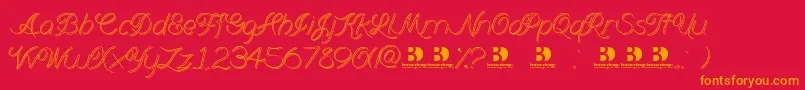 Branumcursive Font – Orange Fonts on Red Background