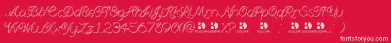 Branumcursive Font – Pink Fonts on Red Background