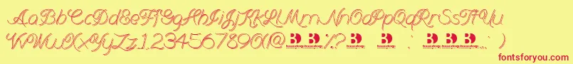 Branumcursive Font – Red Fonts on Yellow Background