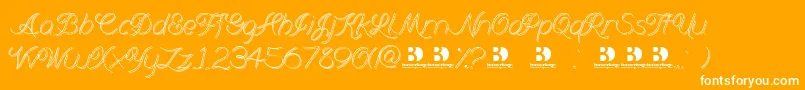 Branumcursive-Schriftart – Weiße Schriften auf orangefarbenem Hintergrund