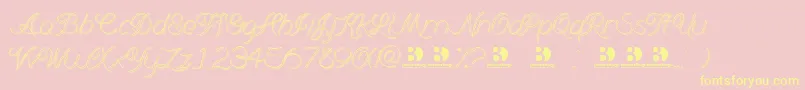 Branumcursive Font – Yellow Fonts on Pink Background