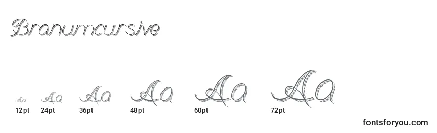 Branumcursive Font Sizes