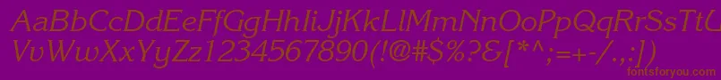 KorinnastdKursiv Font – Brown Fonts on Purple Background