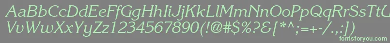 フォントKorinnastdKursiv – 灰色の背景に緑のフォント
