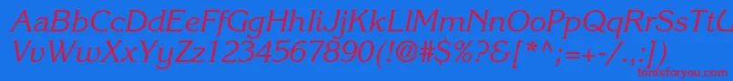 KorinnastdKursiv Font – Red Fonts on Blue Background