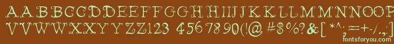 FairiesWearBoots-fontti – vihreät fontit ruskealla taustalla