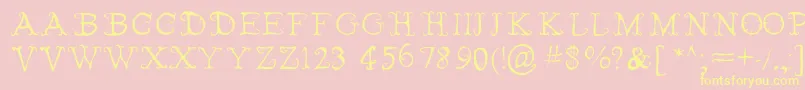 FairiesWearBoots-Schriftart – Gelbe Schriften auf rosa Hintergrund