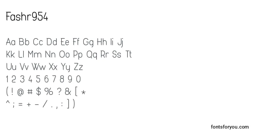 Schriftart Fashr954 – Alphabet, Zahlen, spezielle Symbole