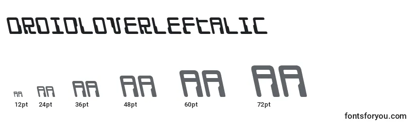 Размеры шрифта DroidLoverLeftalic