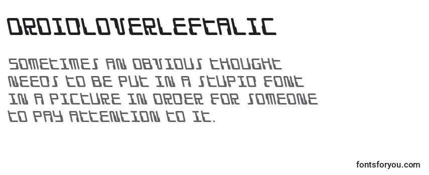 Review of the DroidLoverLeftalic Font