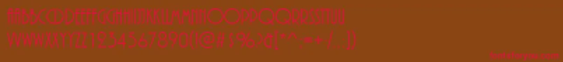 PizzicatoRegular-Schriftart – Rote Schriften auf braunem Hintergrund