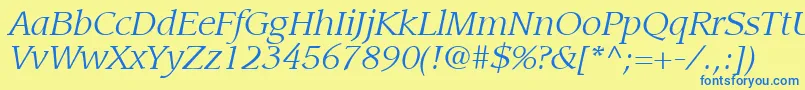 ItcLeawoodLtBookItalic Font – Blue Fonts on Yellow Background