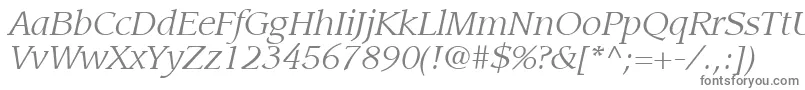 ItcLeawoodLtBookItalic-fontti – harmaat kirjasimet valkoisella taustalla