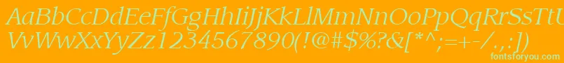 ItcLeawoodLtBookItalic-fontti – vihreät fontit oranssilla taustalla