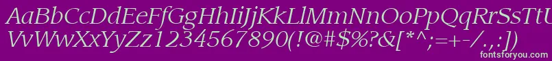 ItcLeawoodLtBookItalic Font – Green Fonts on Purple Background