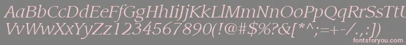 ItcLeawoodLtBookItalic-fontti – vaaleanpunaiset fontit harmaalla taustalla
