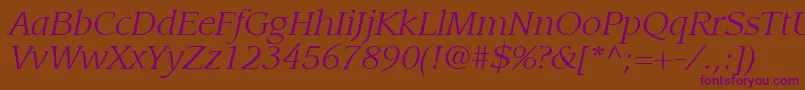 ItcLeawoodLtBookItalic Font – Purple Fonts on Brown Background