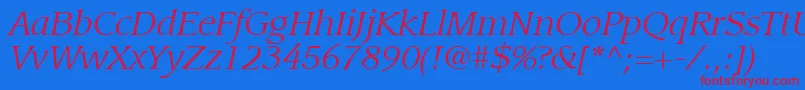 ItcLeawoodLtBookItalic Font – Red Fonts on Blue Background